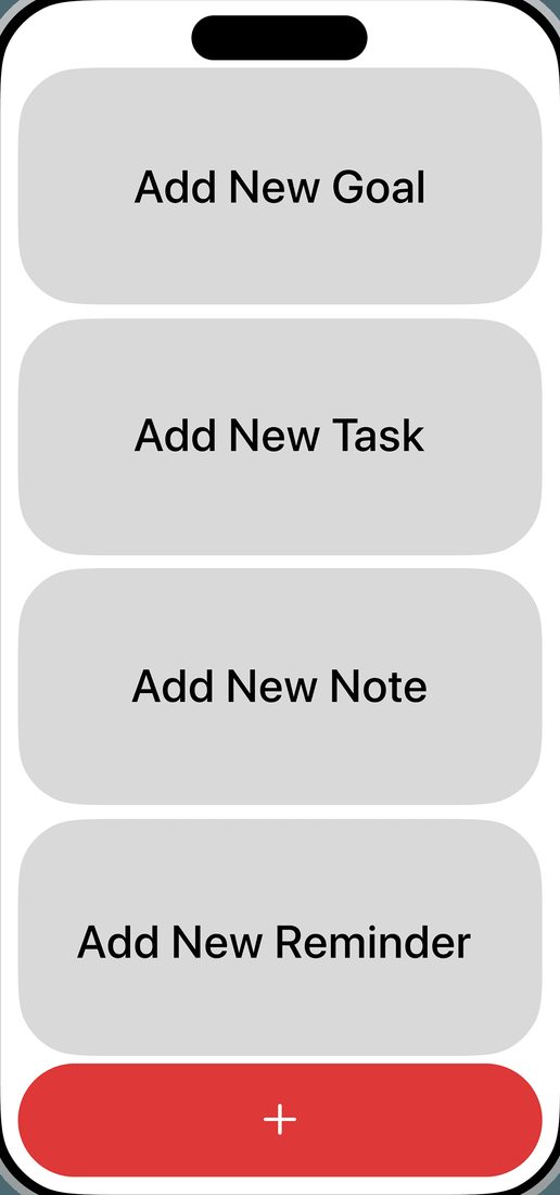 Full-screen add menu with four options