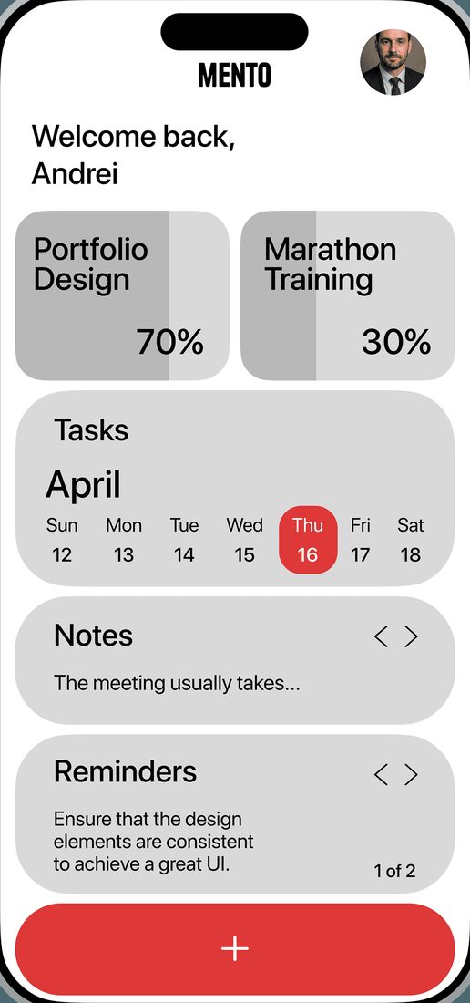 Daily dashboard with goals and tasks