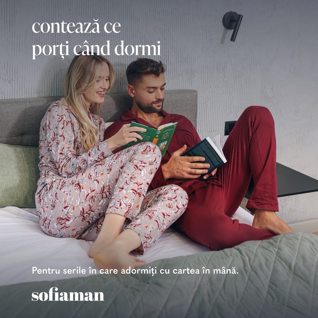 Couple reading in bed, from the series Contează ce porți când dormi